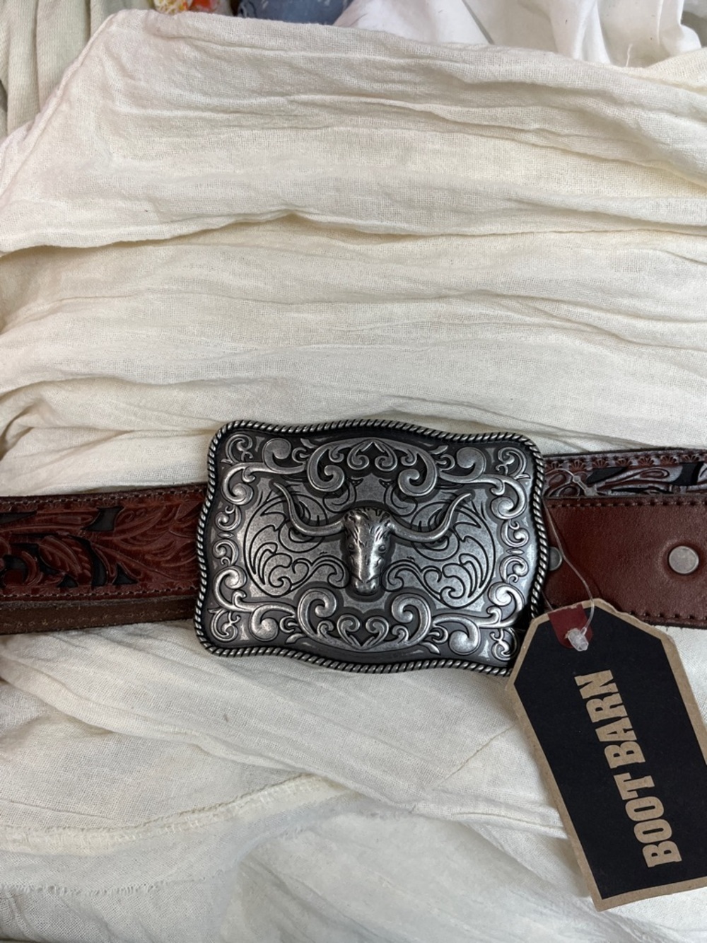 Cody James Size 40 Leather Western Belt with Silver Longhorn Buckle